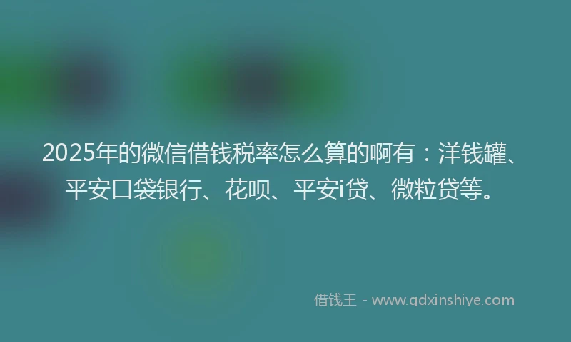 2025年的微信借钱税率怎么算的啊有：洋钱罐、平安口袋银行、花呗、平安i贷、微粒贷等。