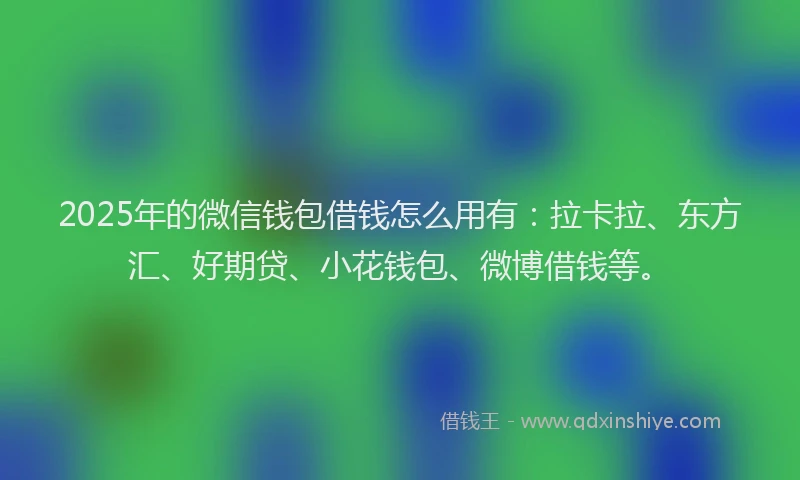 2025年的微信钱包借钱怎么用有：拉卡拉、东方汇、好期贷、小花钱包、微博借钱等。