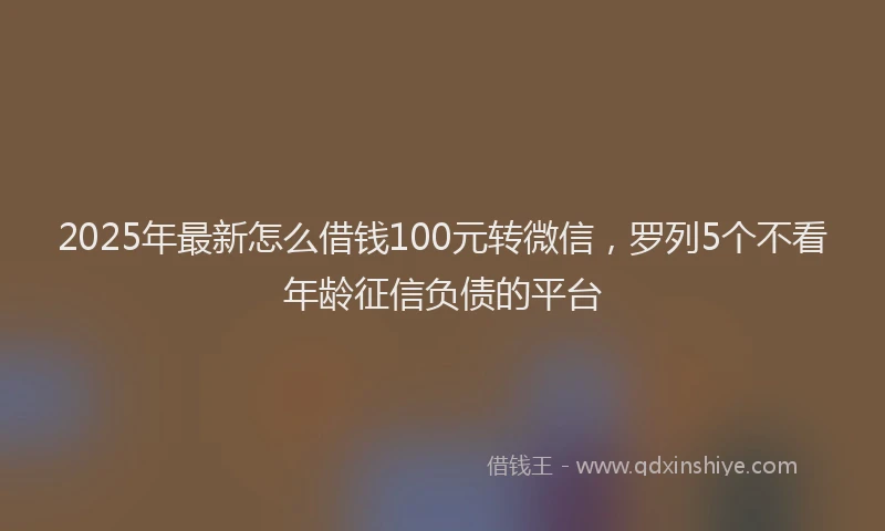 2025年最新怎么借钱100元转微信，罗列5个不看年龄征信负债的平台