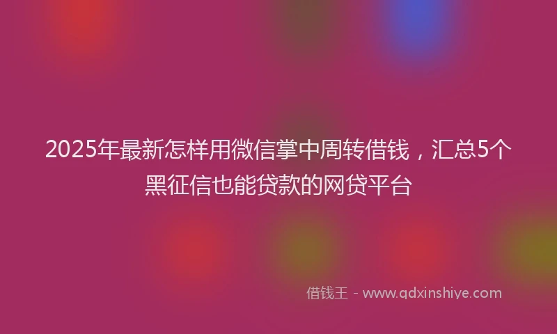 2025年最新怎样用微信掌中周转借钱，汇总5个黑征信也能贷款的网贷平台