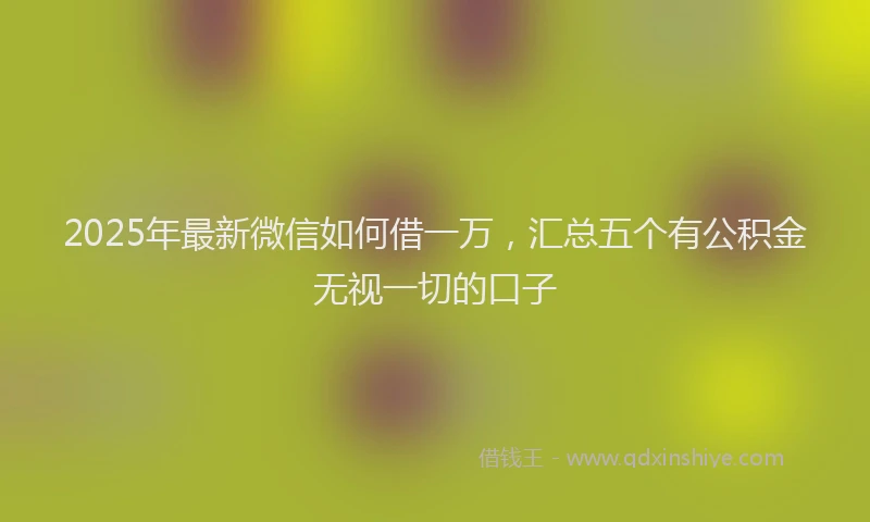 2025年最新微信如何借一万，汇总五个有公积金无视一切的口子