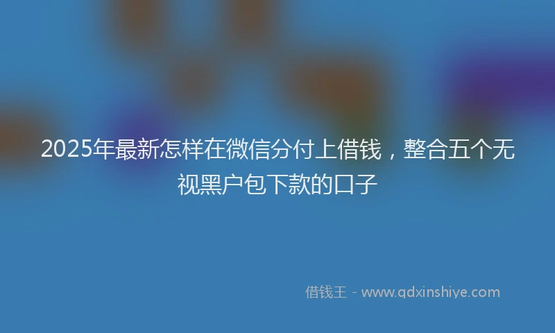 2025年最新怎样在微信分付上借钱，整合五个无视黑户包下款的口子