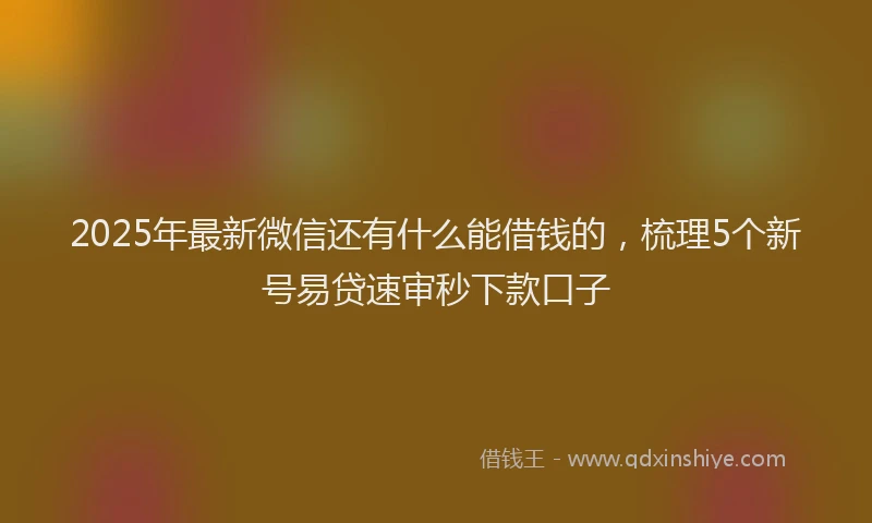 2025年最新微信还有什么能借钱的，梳理5个新号易贷速审秒下款口子