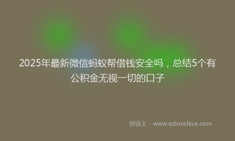 2025年最新微信蚂蚁帮借钱安全吗，总结5个有公积金无视一切的口子