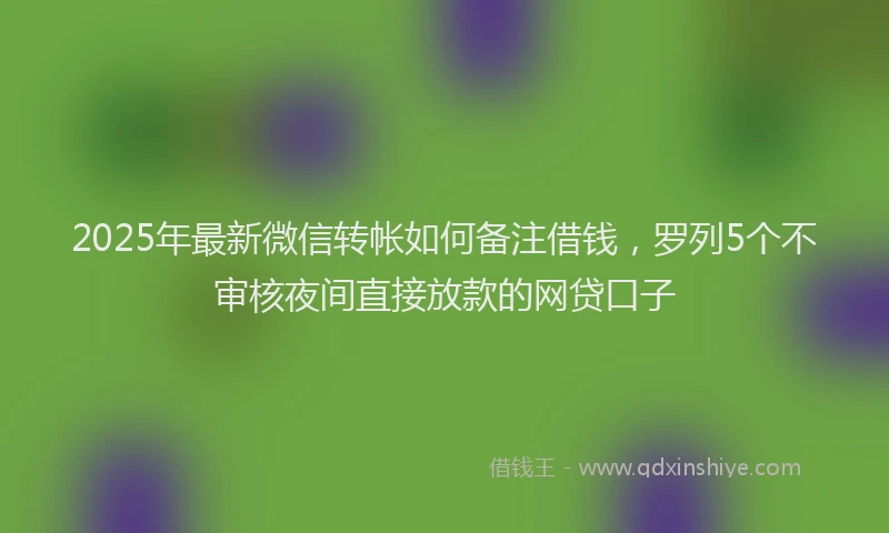 2025年最新微信转帐如何备注借钱，罗列5个不审核夜间直接放款的网贷口子