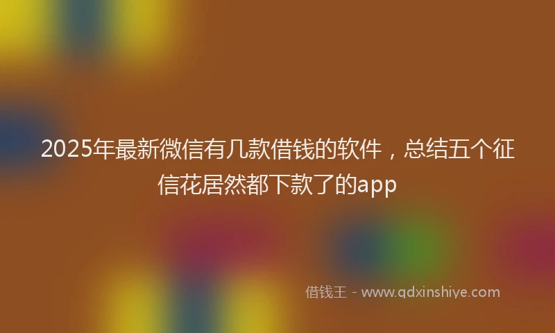 2025年最新微信有几款借钱的软件，总结五个征信花居然都下款了的app