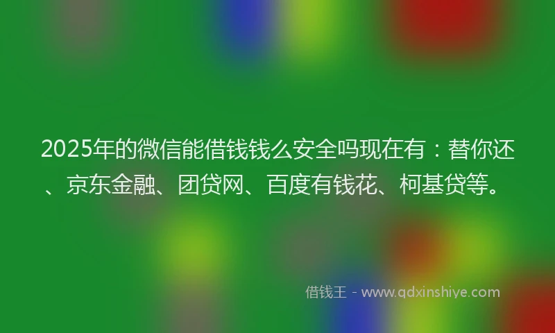 2025年的微信能借钱钱么安全吗现在有：替你还、京东金融、团贷网、百度有钱花、柯基贷等。