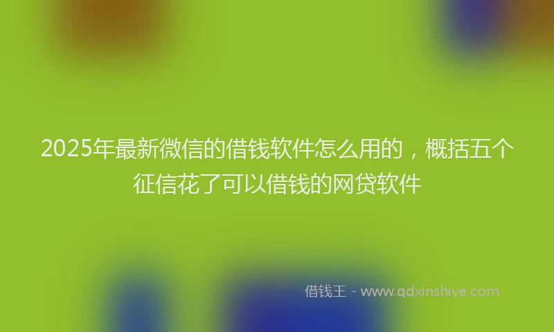 2025年最新微信的借钱软件怎么用的，概括五个征信花了可以借钱的网贷软件
