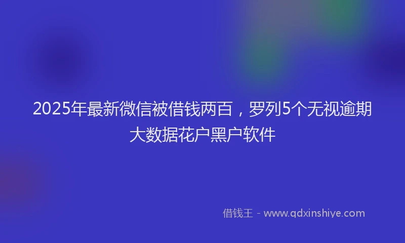 2025年最新微信被借钱两百，罗列5个无视逾期大数据花户黑户软件