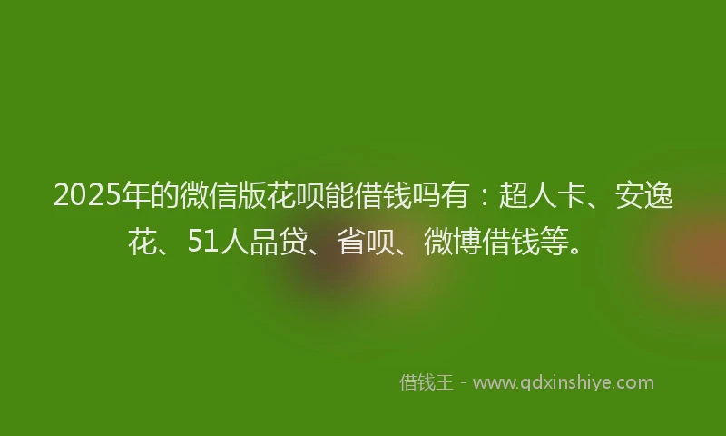 2025年的微信版花呗能借钱吗有：超人卡、安逸花、51人品贷、省呗、微博借钱等。