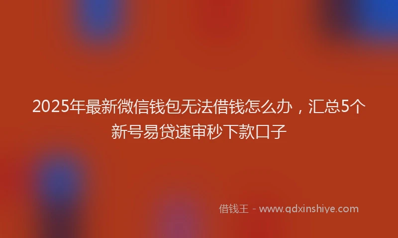 2025年最新微信钱包无法借钱怎么办，汇总5个新号易贷速审秒下款口子