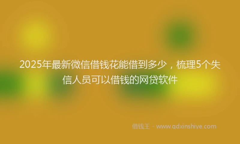 2025年最新微信借钱花能借到多少，梳理5个失信人员可以借钱的网贷软件