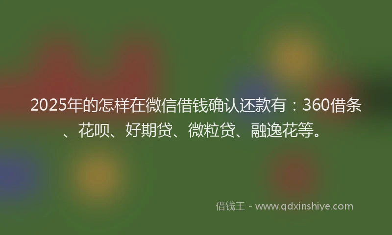 2025年的怎样在微信借钱确认还款有：360借条、花呗、好期贷、微粒贷、融逸花等。