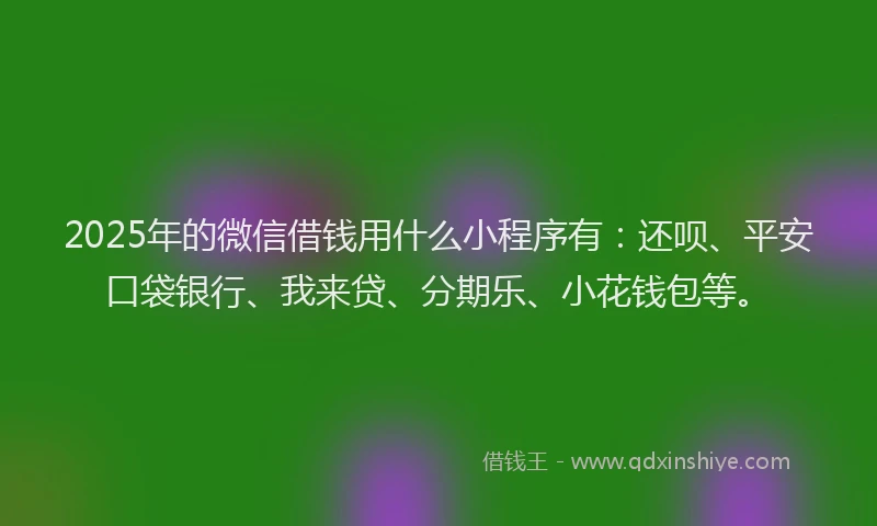 2025年的微信借钱用什么小程序有：还呗、平安口袋银行、我来贷、分期乐、小花钱包等。