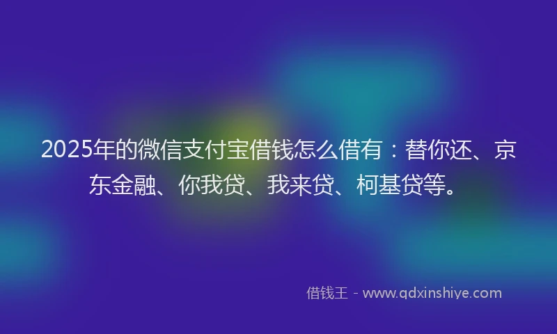 2025年的微信支付宝借钱怎么借有：替你还、京东金融、你我贷、我来贷、柯基贷等。