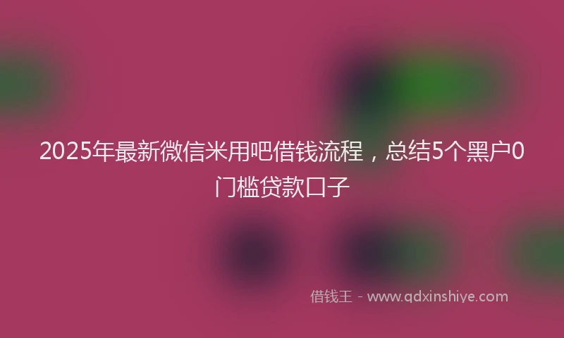 2025年最新微信米用吧借钱流程，总结5个黑户0门槛贷款口子