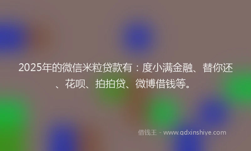 2025年的微信米粒贷款有:度小满金融、替你还、花呗、拍拍贷、微博借钱等。