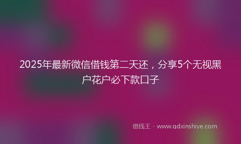 2025年最新微信借钱第二天还，分享5个无视黑户花户必下款口子