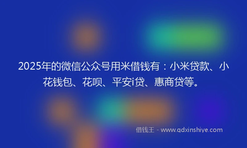 2025年的微信公众号用米借钱有：小米贷款、小花钱包、花呗、平安i贷、惠商贷等。