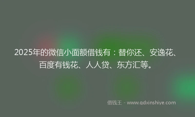 2025年的微信小面额借钱有：替你还、安逸花、百度有钱花、人人贷、东方汇等。
