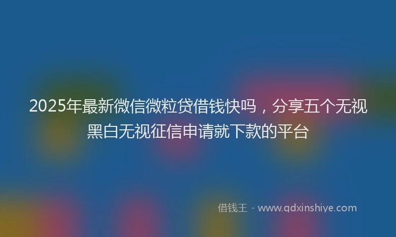 2025年最新微信微粒贷借钱快吗，分享五个无视黑白无视征信申请就下款的平台