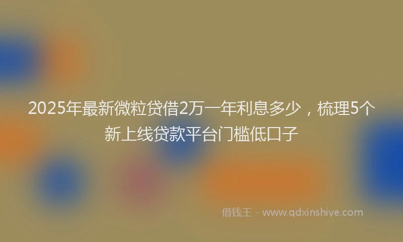 2025年最新微粒贷借2万一年利息多少，梳理5个新上线贷款平台门槛低口子