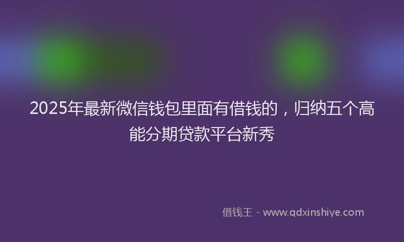 2025年最新微信钱包里面有借钱的，归纳五个高能分期贷款平台新秀
