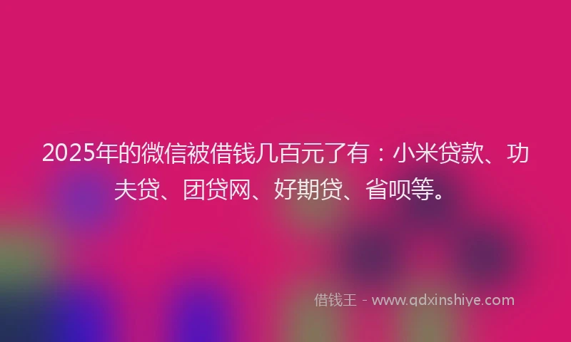 2025年的微信被借钱几百元了有：小米贷款、功夫贷、团贷网、好期贷、省呗等。