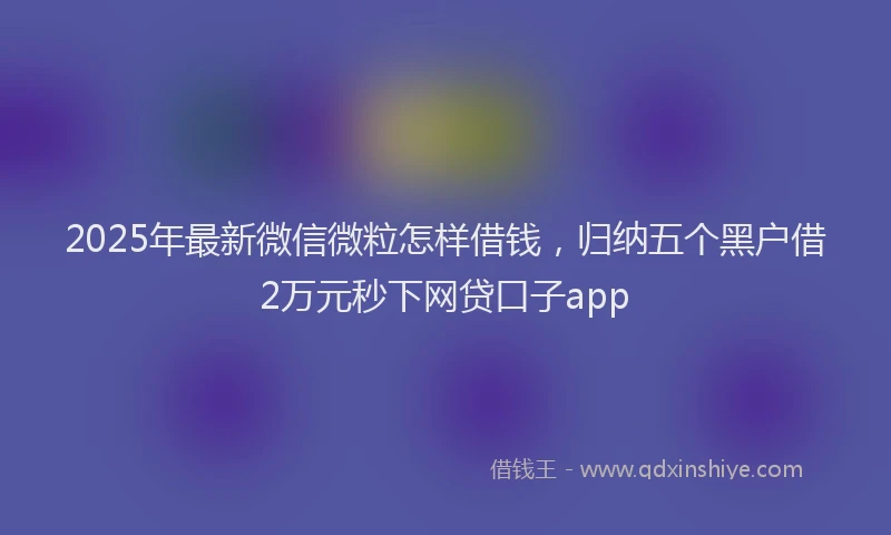 2025年最新微信微粒怎样借钱，归纳五个黑户借2万元秒下网贷口子app