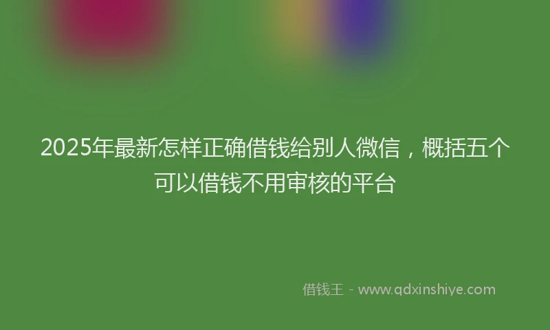 2025年最新怎样正确借钱给别人微信，概括五个可以借钱不用审核的平台