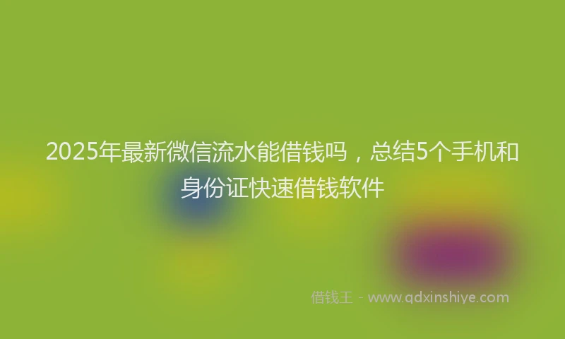 2025年最新微信流水能借钱吗，总结5个手机和身份证快速借钱软件