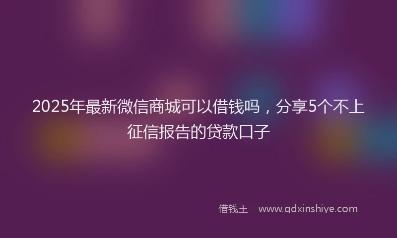 2025年最新微信商城可以借钱吗，分享5个不上征信报告的贷款口子