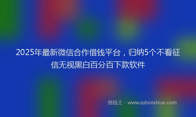 2025年最新微信合作借钱平台，归纳5个不看征信无视黑白百分百下款软件