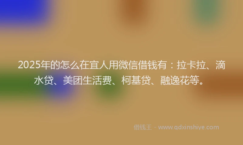2025年的怎么在宜人用微信借钱有：拉卡拉、滴水贷、美团生活费、柯基贷、融逸花等。