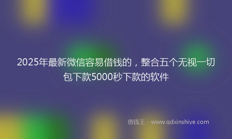2025年最新微信容易借钱的，整合五个无视一切包下款5000秒下款的软件