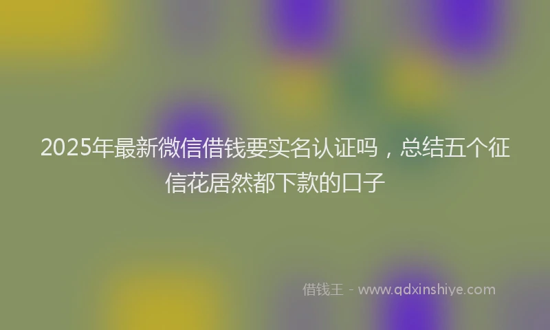 2025年最新微信借钱要实名认证吗，总结五个征信花居然都下款的口子