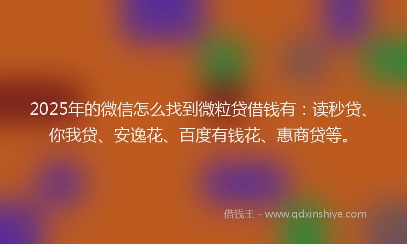 2025年的微信怎么找到微粒贷借钱有：读秒贷、你我贷、安逸花、百度有钱花、惠商贷等。