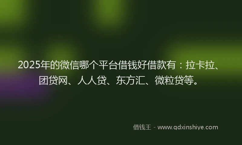 2025年的微信哪个平台借钱好借款有：拉卡拉、团贷网、人人贷、东方汇、微粒贷等。