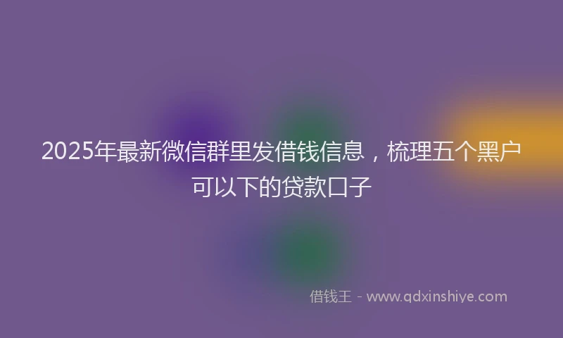 2025年最新微信群里发借钱信息，梳理五个黑户可以下的贷款口子