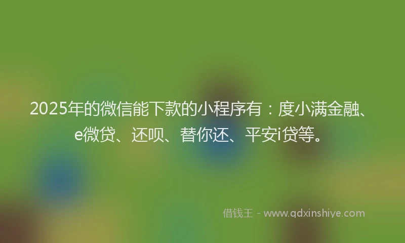 2025年的微信能下款的小程序有：度小满金融、e微贷、还呗、替你还、平安i贷等。