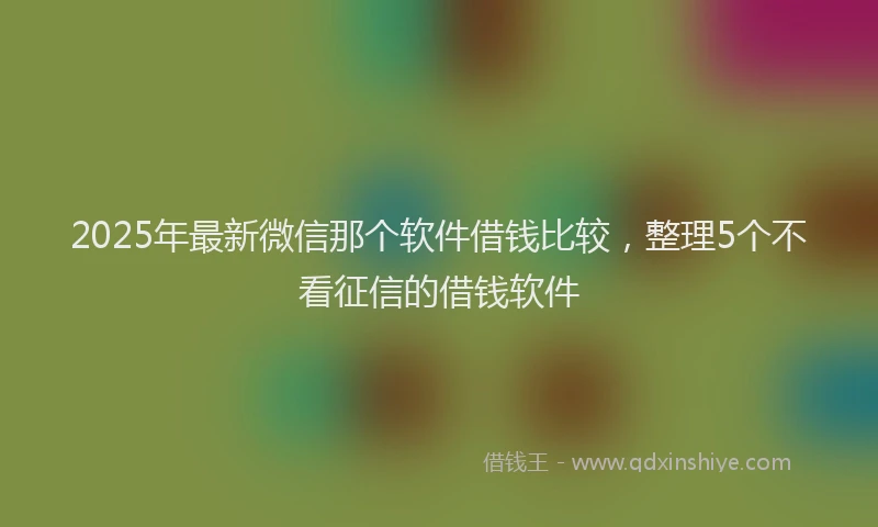2025年最新微信那个软件借钱比较，整理5个不看征信的借钱软件