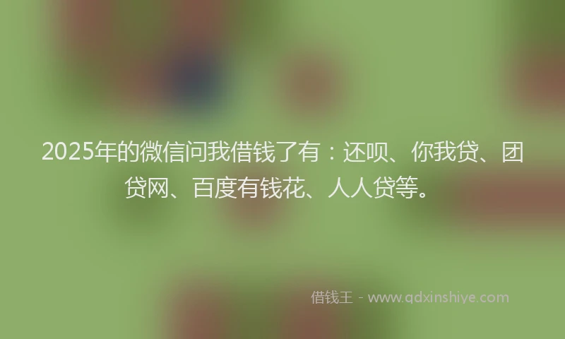 2025年的微信问我借钱了有：还呗、你我贷、团贷网、百度有钱花、人人贷等。