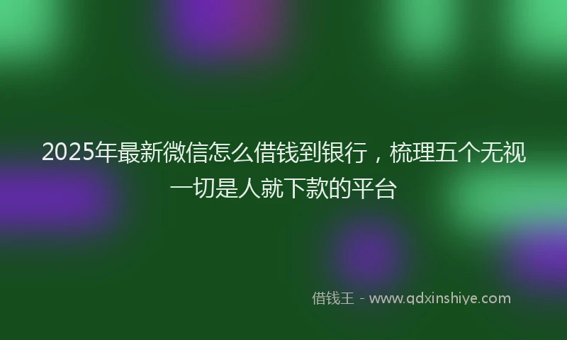 2025年最新微信怎么借钱到银行,梳理五个无视一切是人就下款的平台