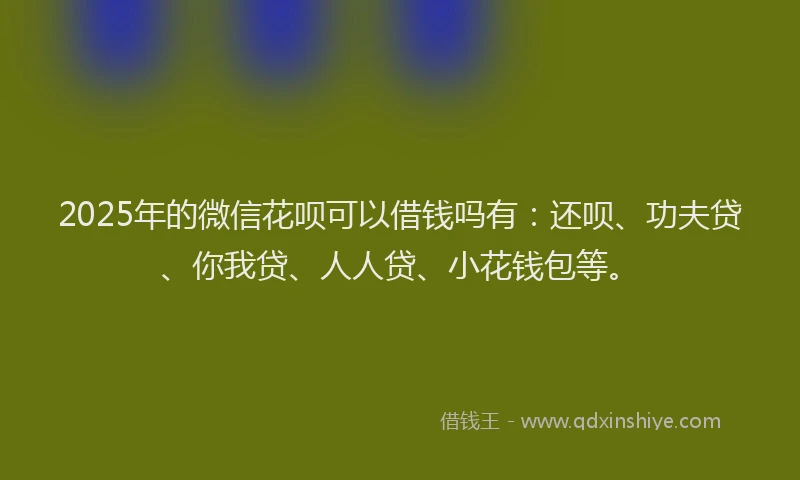2025年的微信花呗可以借钱吗有：还呗、功夫贷、你我贷、人人贷、小花钱包等。