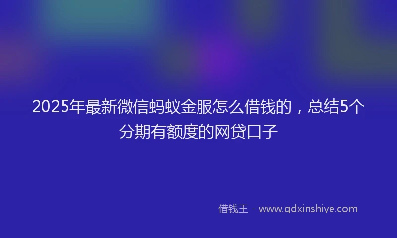2025年最新微信蚂蚁金服怎么借钱的，总结5个分期有额度的网贷口子