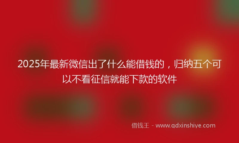 2025年最新微信出了什么能借钱的，归纳五个可以不看征信就能下款的软件
