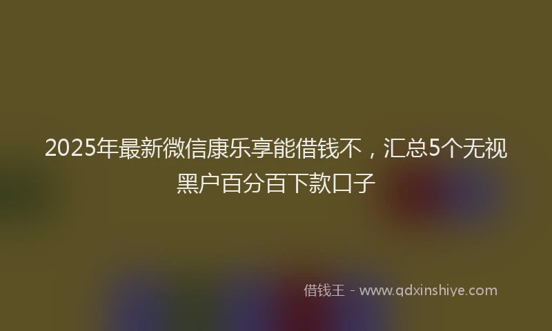 2025年最新微信康乐享能借钱不，汇总5个无视黑户百分百下款口子