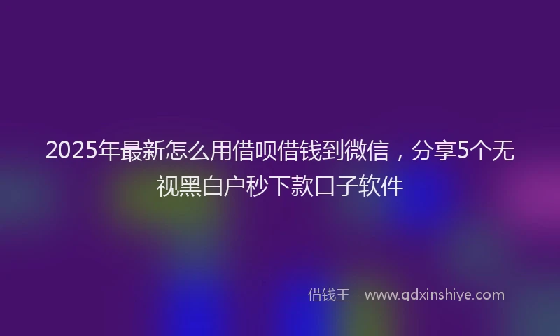 2025年最新怎么用借呗借钱到微信，分享5个无视黑白户秒下款口子软件