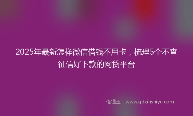 2025年最新怎样微信借钱不用卡，梳理5个不查征信好下款的网贷平台