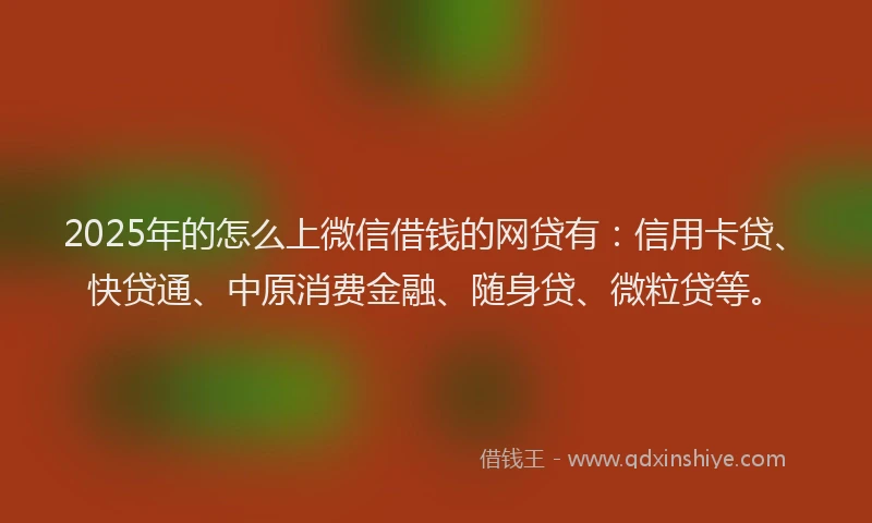 2025年的怎么上微信借钱的网贷有：信用卡贷、快贷通、中原消费金融、随身贷、微粒贷等。